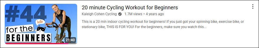 20 minute Cycling Workout for Beginners on YouTube