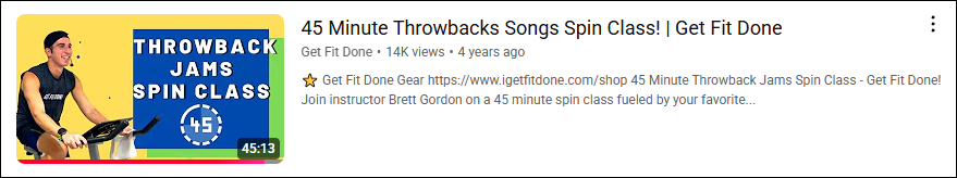 45 Minute Throwbacks Songs Spin Class on YouTube