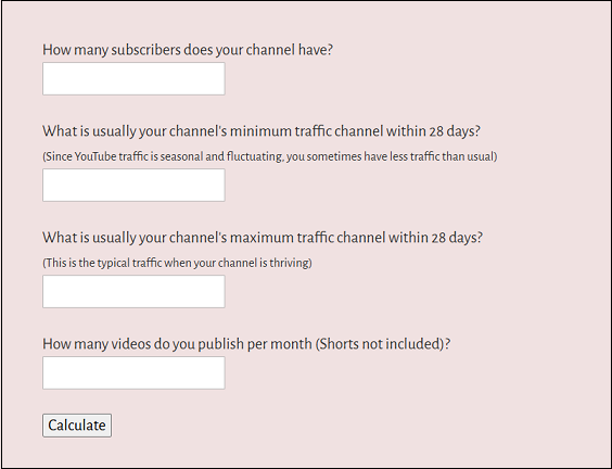 Enter the information to obtain the sponsorship price with Digitalwelt’s YouTube sponsorship calculator