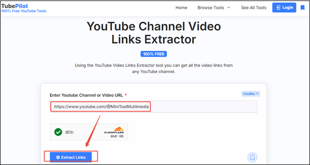 Paste the YouTube link and click on Extract Links to get all the links in TubePilot