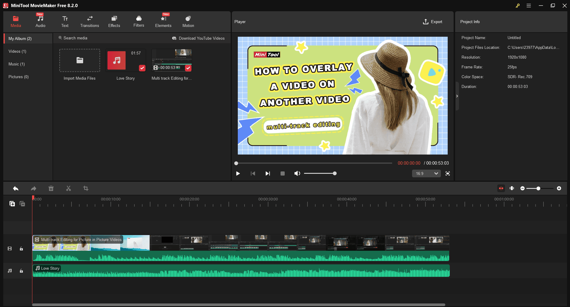 MiniTool MovieMakerのメイン画面