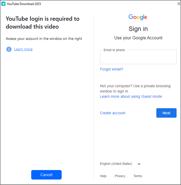 Log in to your Google account in DVDVideoSoft
