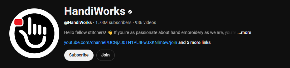 The YouTube channel homepage of HandiWorks