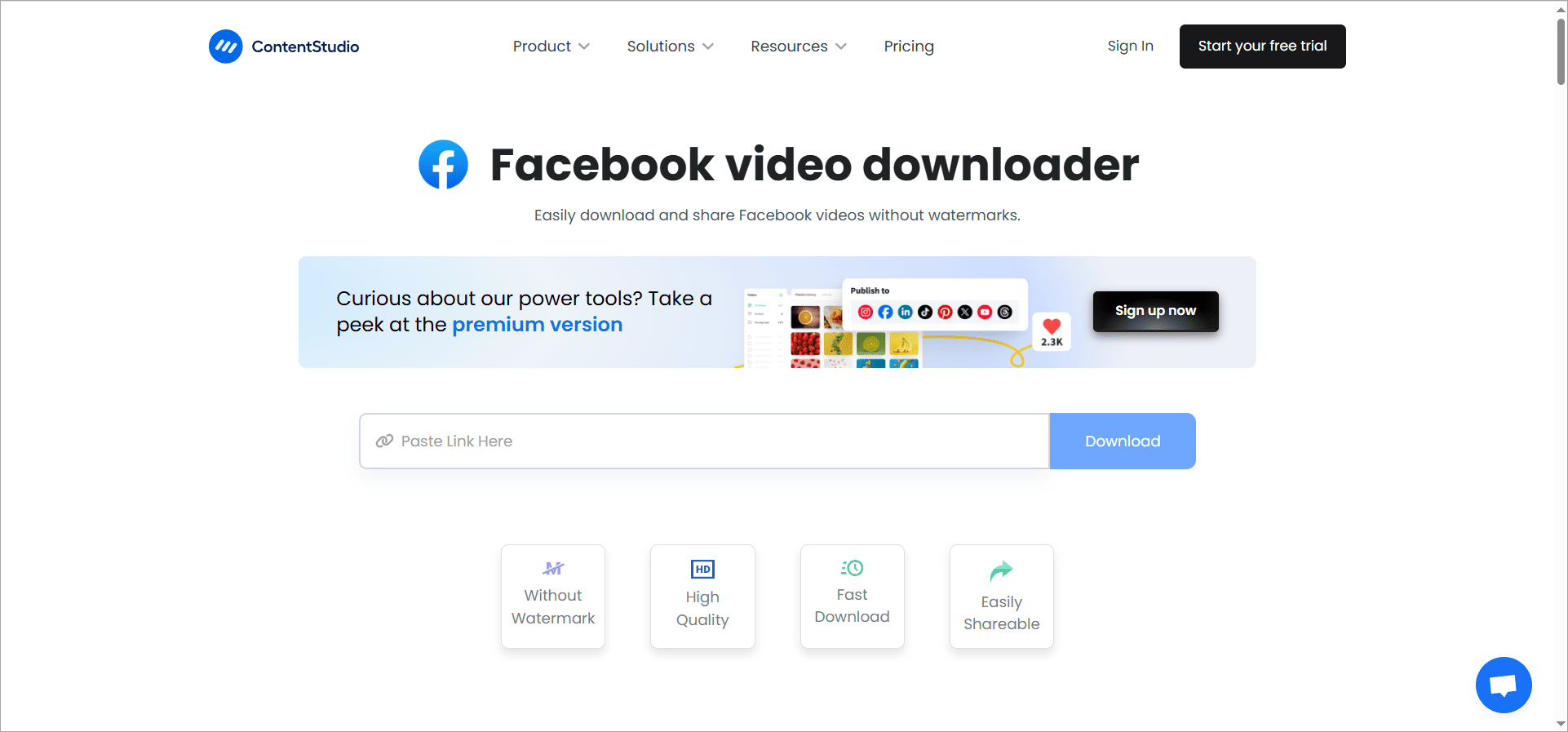 ContentStudioのFacebook Video Downloader