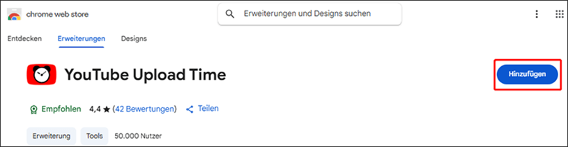 Finden Sie YouTube Upload Time im Chrome Web Store