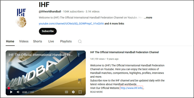Watch handball YouTube videos on IHF