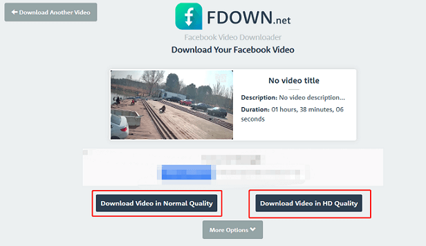 「Download Video in Normal Quality」または「Download Video in HD Quality」をクリック