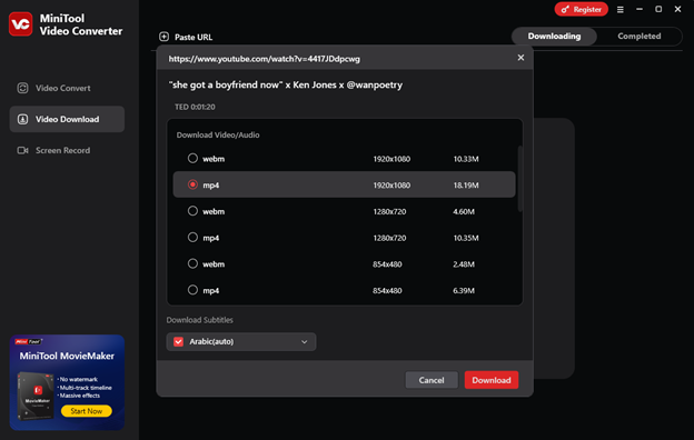 Download poetry YouTube video with MiniTool Video Converter