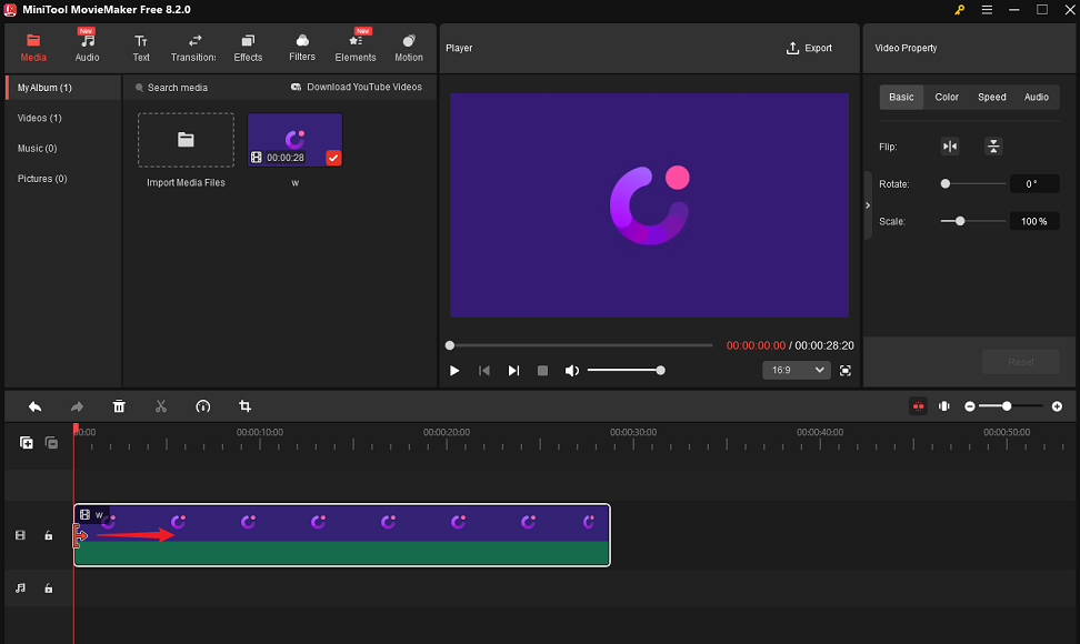 Drag the arrow rightwards to the start of the wanted part in MiniTool MovieMaker