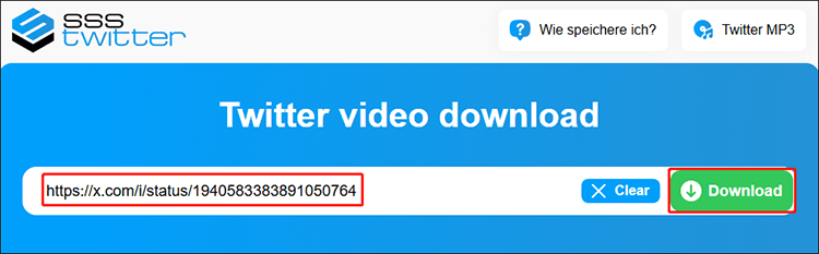Fügen Sie den Link in das Textfeld ein und klicken Sie auf Download, um die Ausgabeliste zu laden.