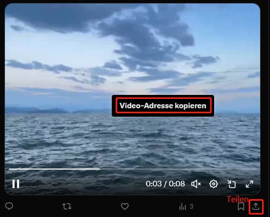 Kopieren Sie die URL des Twitter-Clips