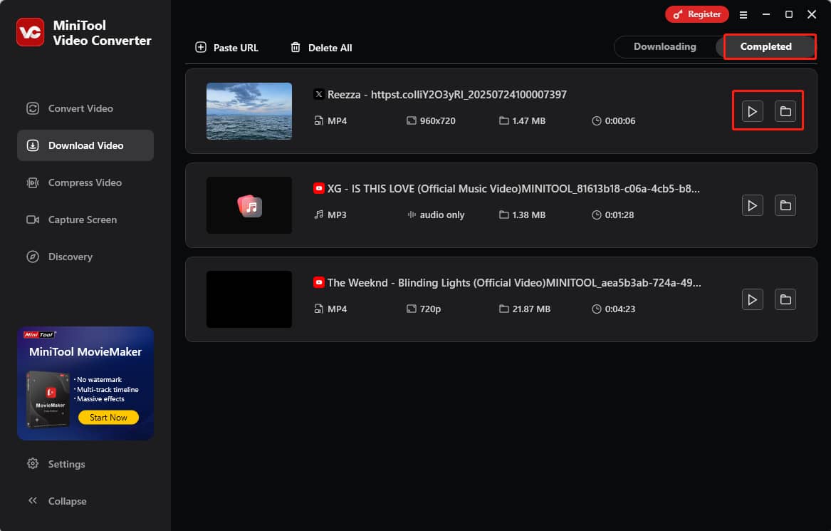 Gehen Sie zur Seite „Abgeschlossen“ in MiniTool Video Converter