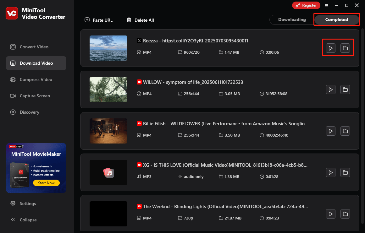 Sehen oder finden Sie das gespeicherte Twitter-Video über MiniTool Video Converter.