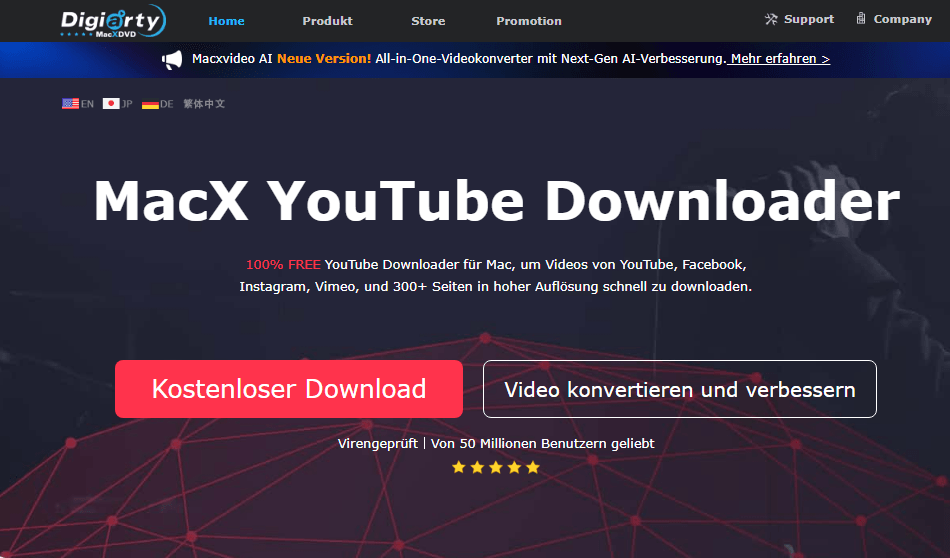 Die Startseite von MacX YouTube Video Downloader