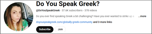 The channel interface of Do You Speak Greek?