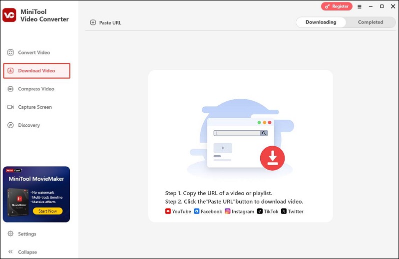 Go to the Download Video tab in MiniTool Video Converter