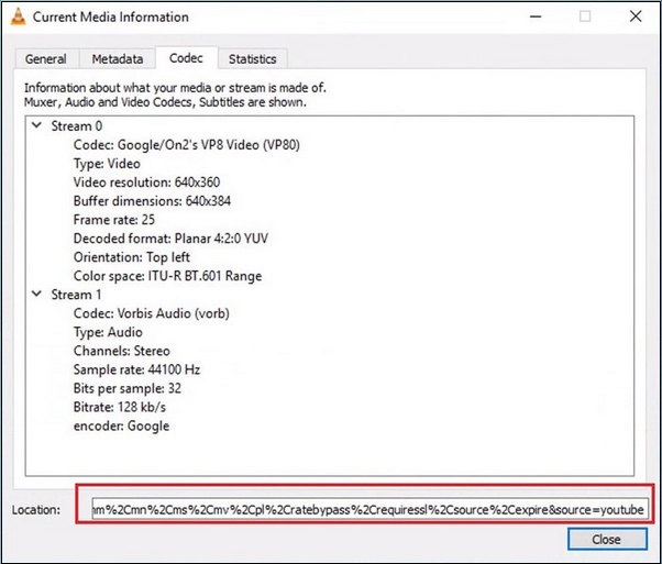 Copy the location content of the YouTube video