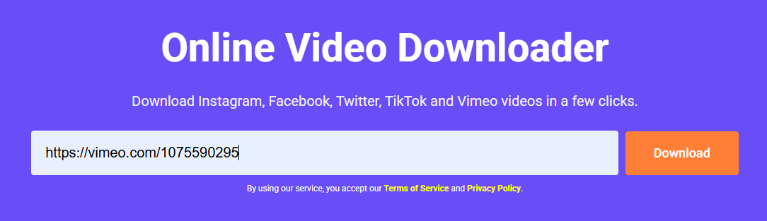 Paste the video URL into the address bar and click on Download on viddown.net
