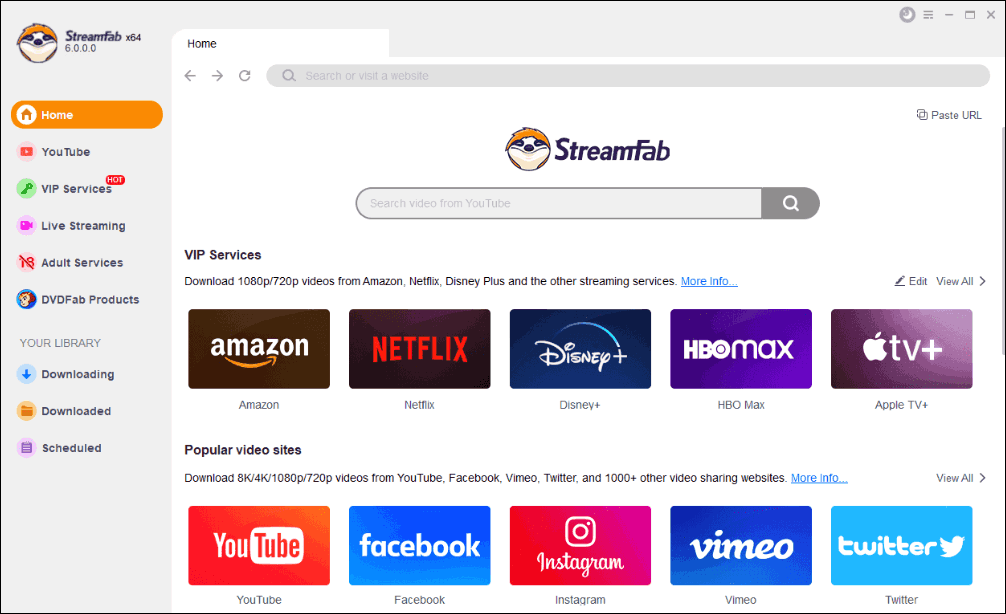 The interface of StreamFab Video Downloader
