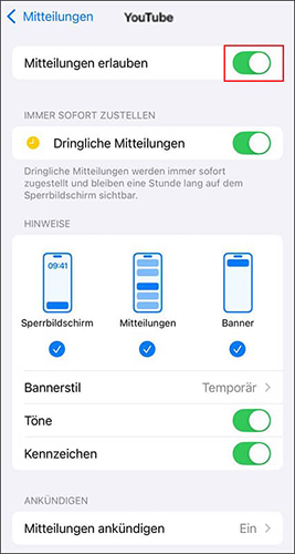 Mitteilungen erlauben auf dem iPhone aktivieren
