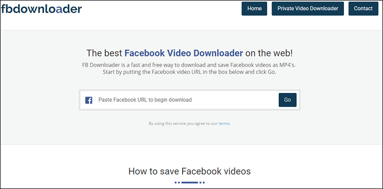 The main interface of fbdownloader