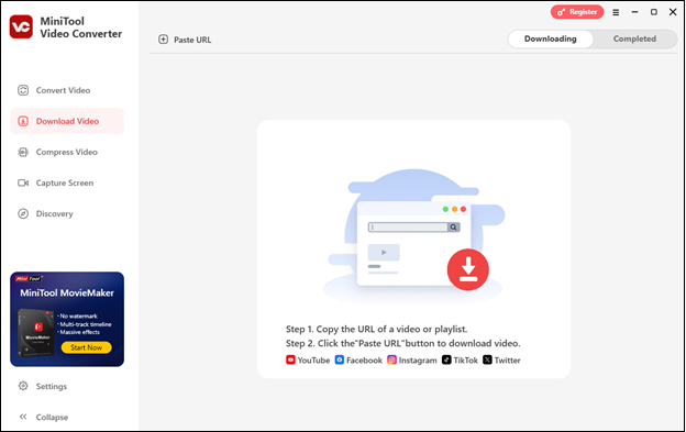 The Download Video interface of MiniTool Video Converter