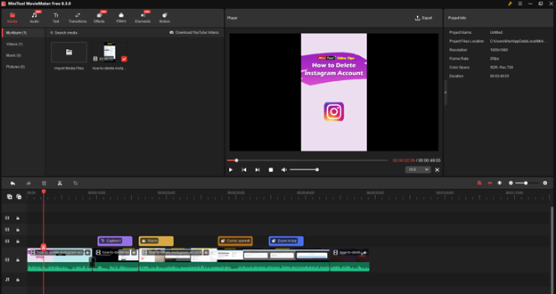 Edit the YouTube video in MiniTool MovieMaker
