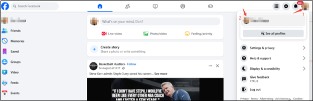 Click on profile to enter the main uploading page on Facebook