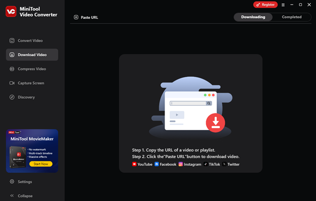 The Download Video module interface of MiniTool Video Converter