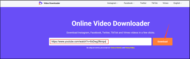 Paste the YouTube link and click on Download to analyze it on viddown.net