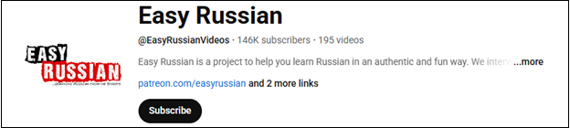 The channel interface of Easy Russian
