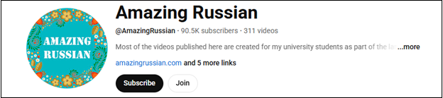 The channel interface of Amazing Russian