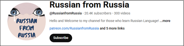 The channel interface of Russian from Russia