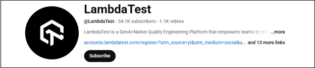 The YouTube main interface of LambdaTest