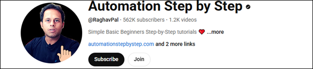 The YouTube main interface of Automation Step by Step