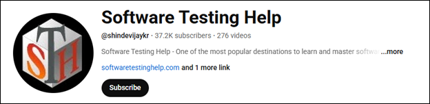 The YouTube main interface of Software Testing Help