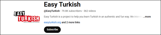 The channel interface of Easy Turkish