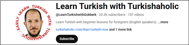 The main channel interface of Learn Turkish with Turkishaholic