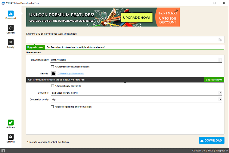 The user interface of YTD Video Downloader