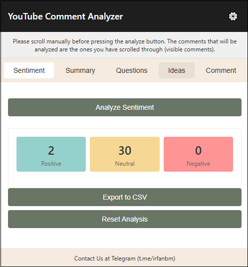 Analyze YouTube comment sentiment with YouTube Comment Analyzer