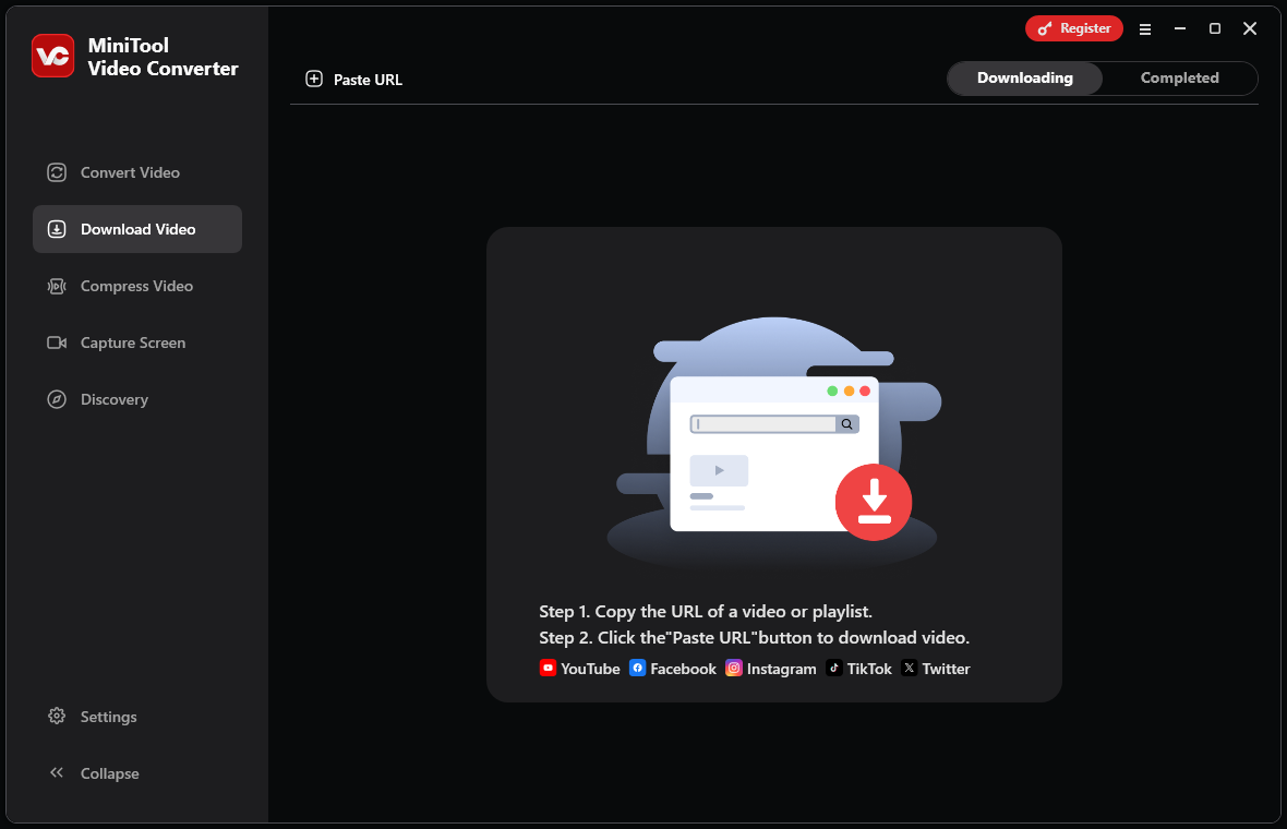 The Download Video interface of MiniTool Video Converter