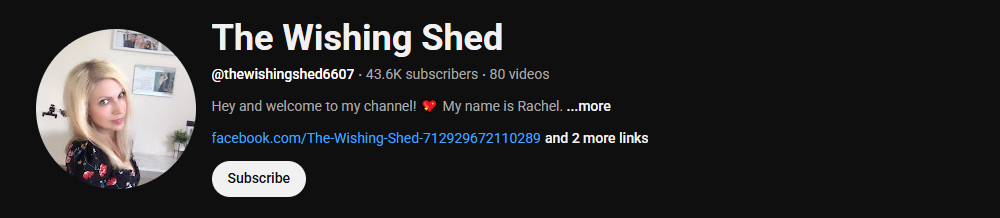 Then channel homepage of The Wishing Shed