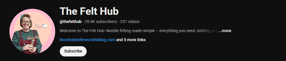 Then channel homepage of The Felt Hub