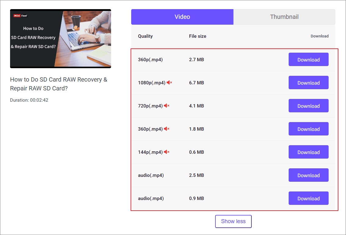 必要なダウンロードオプションを選んで「Download 」をクリック