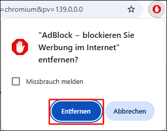 Auf Entfernen klicken