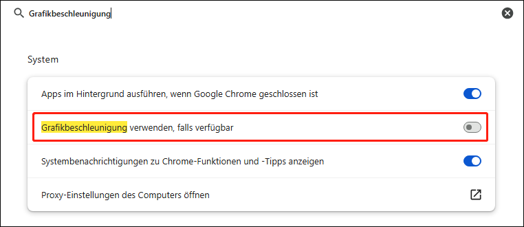 Hardwarebeschleunigung deaktivieren