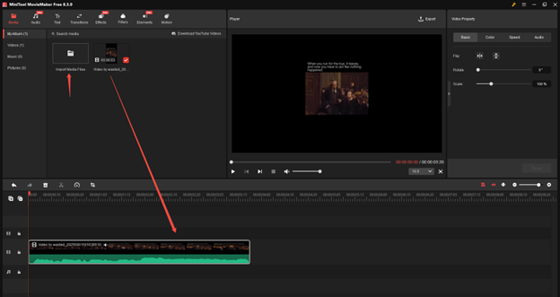 Click on Import Media Files to import the Instagram Reel and add it to the timeline in MiniTool MovieMaker