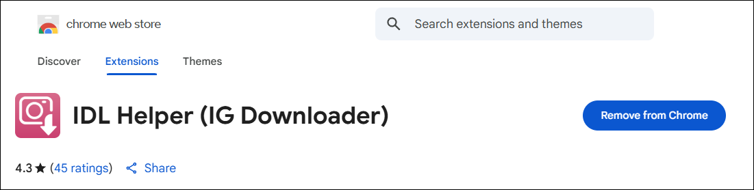 IDL Helper (IG Downloader) in Chrome Web Store