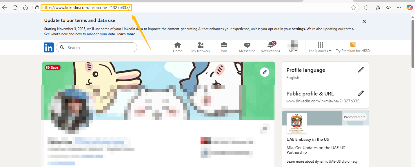 Screenshot of a LinkedIn profile page