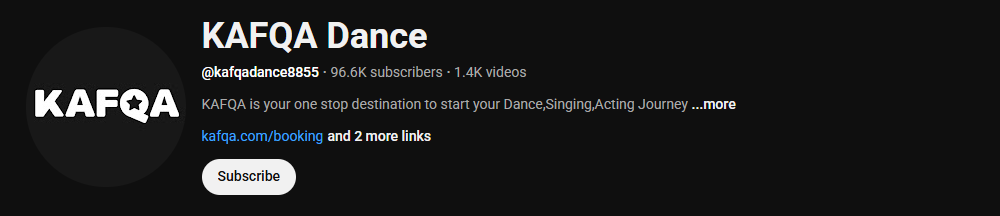 The channel homepage of KAFQA Dance